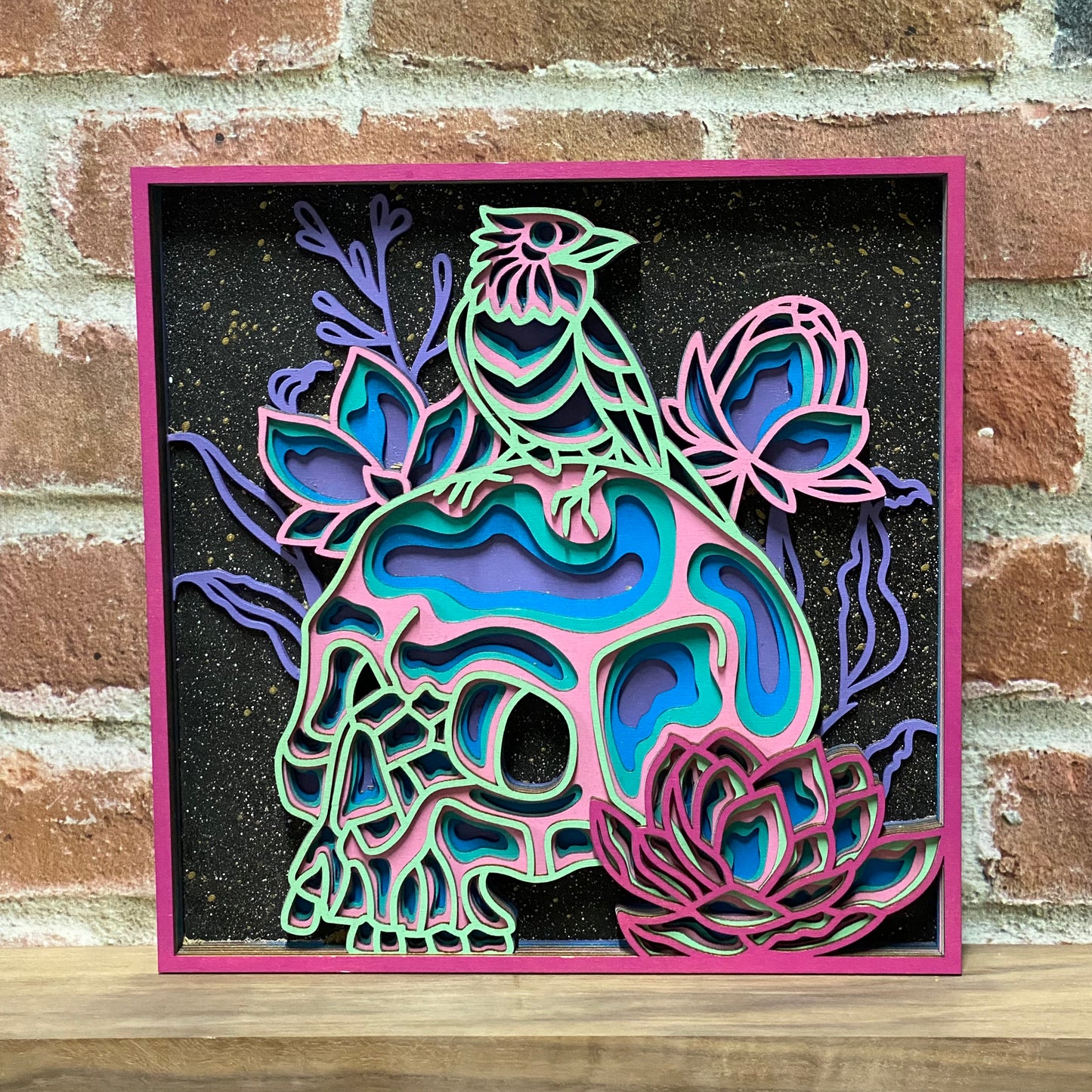 Layered Skull and Bird