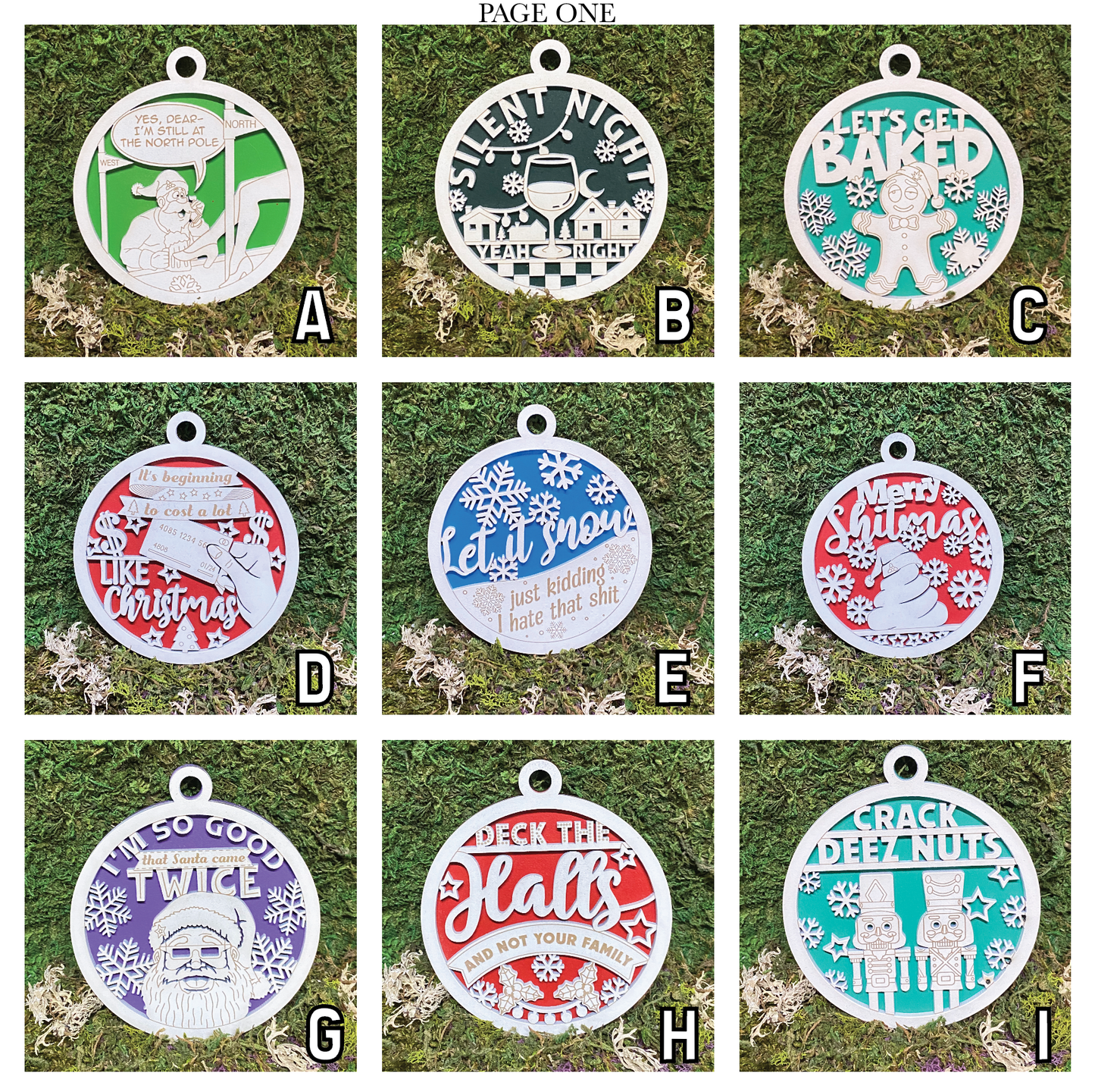 Naughty christmas ornaments page one