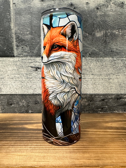 Fox stain glass tumbler cup