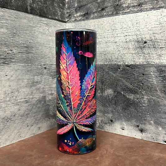 glittery cannabis leaf 20oz tumbler