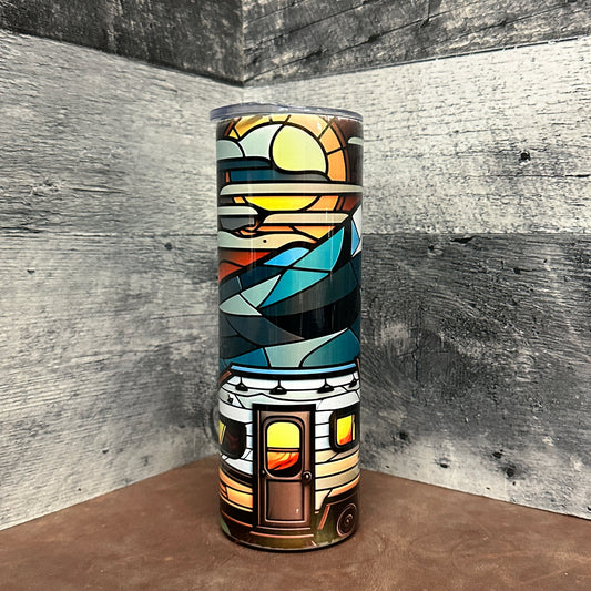 Stain glass camper 20oz tumbler