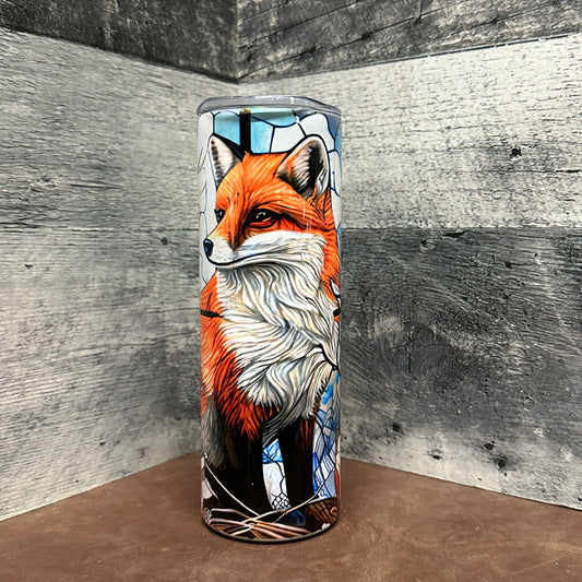 Stain glass fox 20oz tumbler