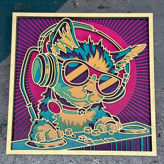 Layered Milo the DJ kitty